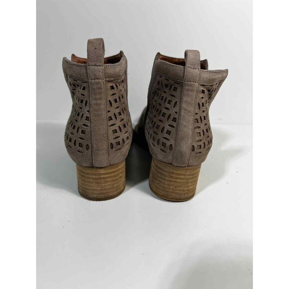Jeffrey Campbell Taggart Laser Cutout Tan Suede Boho Booties Sz. 8 - Picture 5 of 8